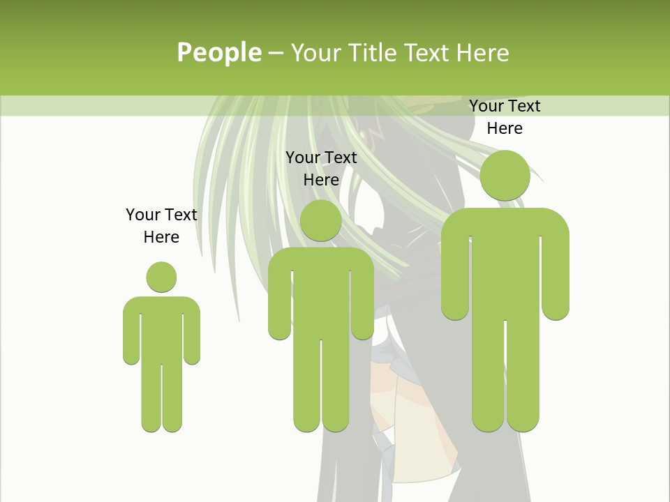 A Woman With Long Green Hair Standing In Front Of A Green Background PowerPoint Template