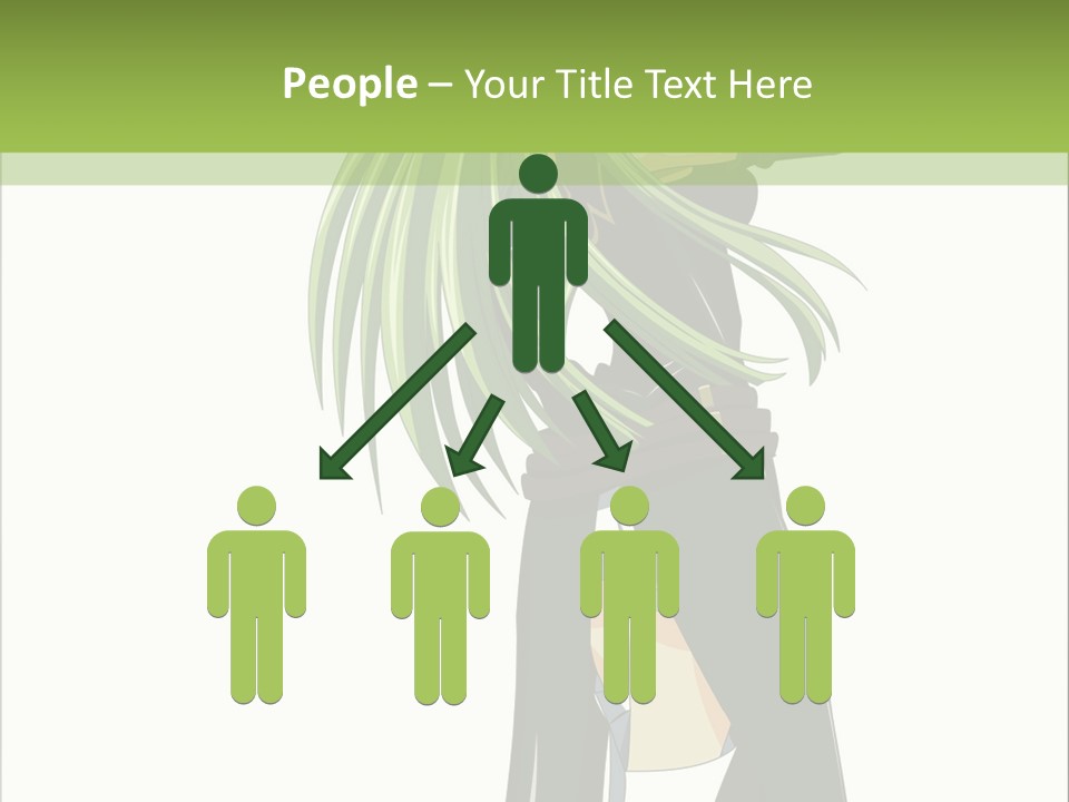 A Woman With Long Green Hair Standing In Front Of A Green Background PowerPoint Template