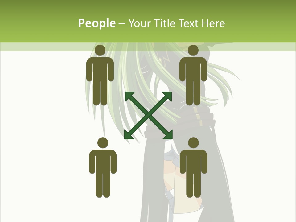 A Woman With Long Green Hair Standing In Front Of A Green Background PowerPoint Template