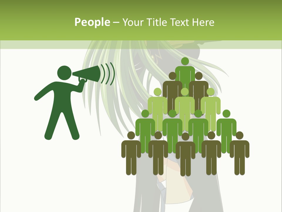 A Woman With Long Green Hair Standing In Front Of A Green Background PowerPoint Template