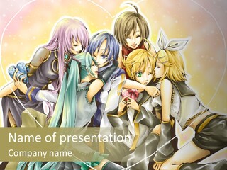 A Group Of Anime Girls Hugging Each Other PowerPoint Template