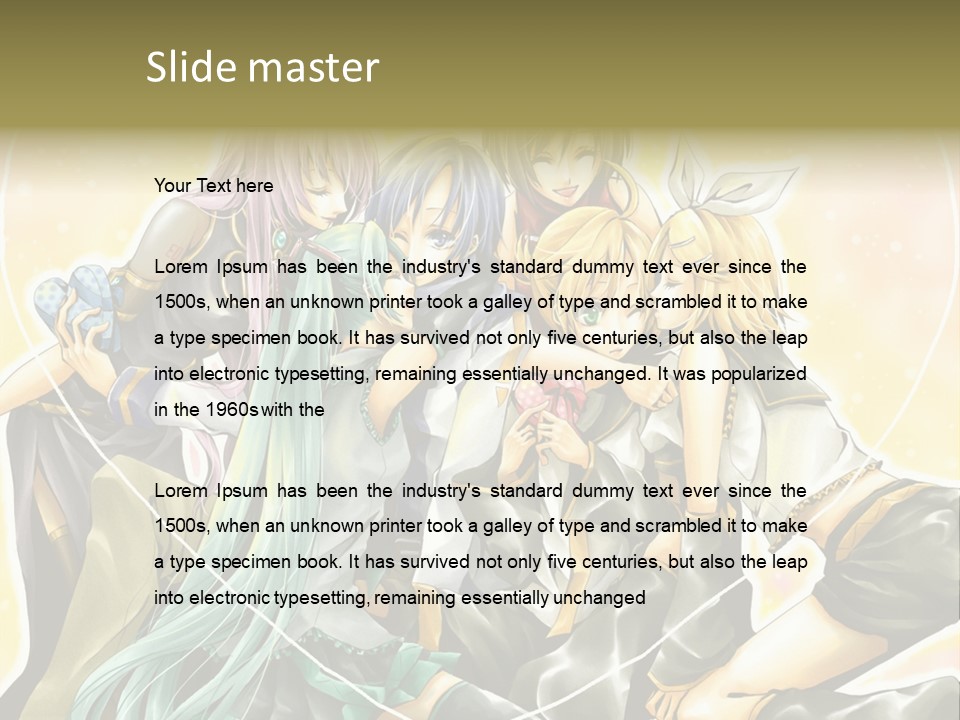 A Group Of Anime Girls Hugging Each Other PowerPoint Template