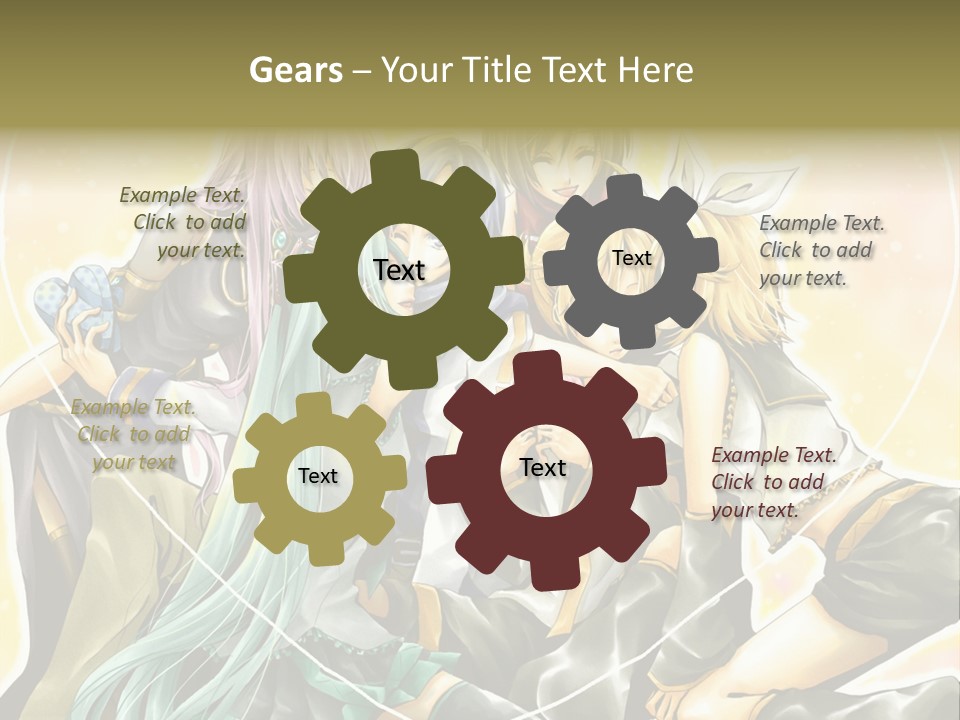 A Group Of Anime Girls Hugging Each Other PowerPoint Template