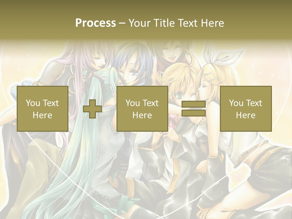 A Group Of Anime Girls Hugging Each Other PowerPoint Template