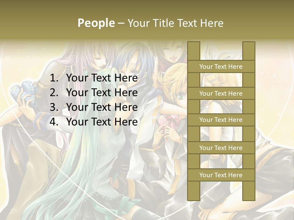 A Group Of Anime Girls Hugging Each Other PowerPoint Template