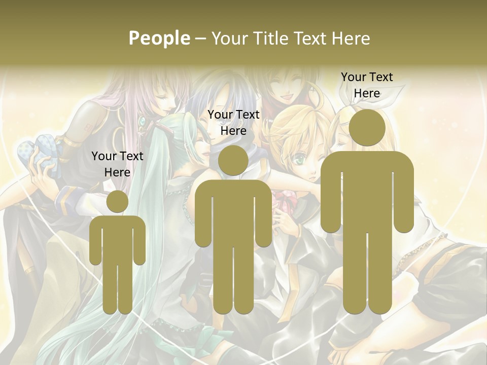 A Group Of Anime Girls Hugging Each Other PowerPoint Template