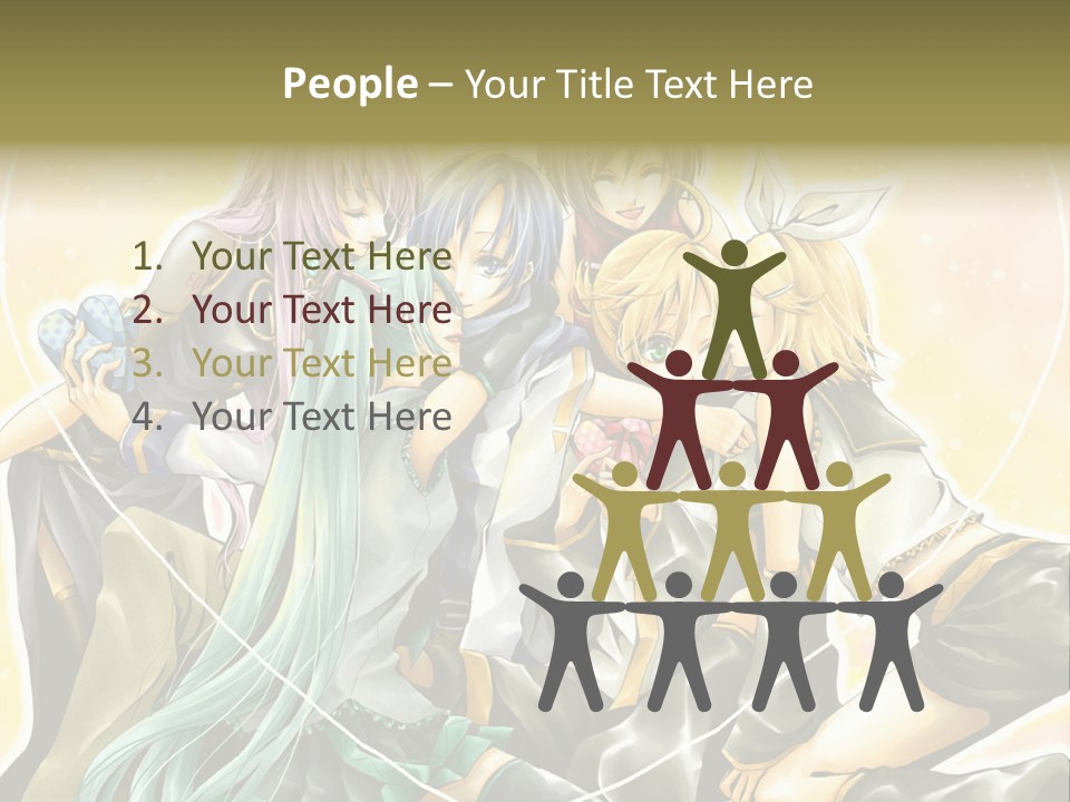 A Group Of Anime Girls Hugging Each Other PowerPoint Template