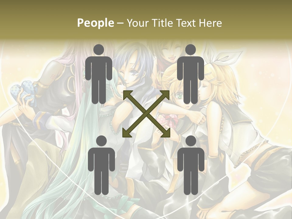 A Group Of Anime Girls Hugging Each Other PowerPoint Template
