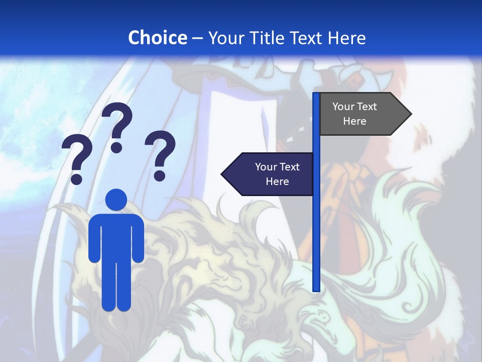 A Woman In A White Dress Standing Next To A Wolf PowerPoint Template