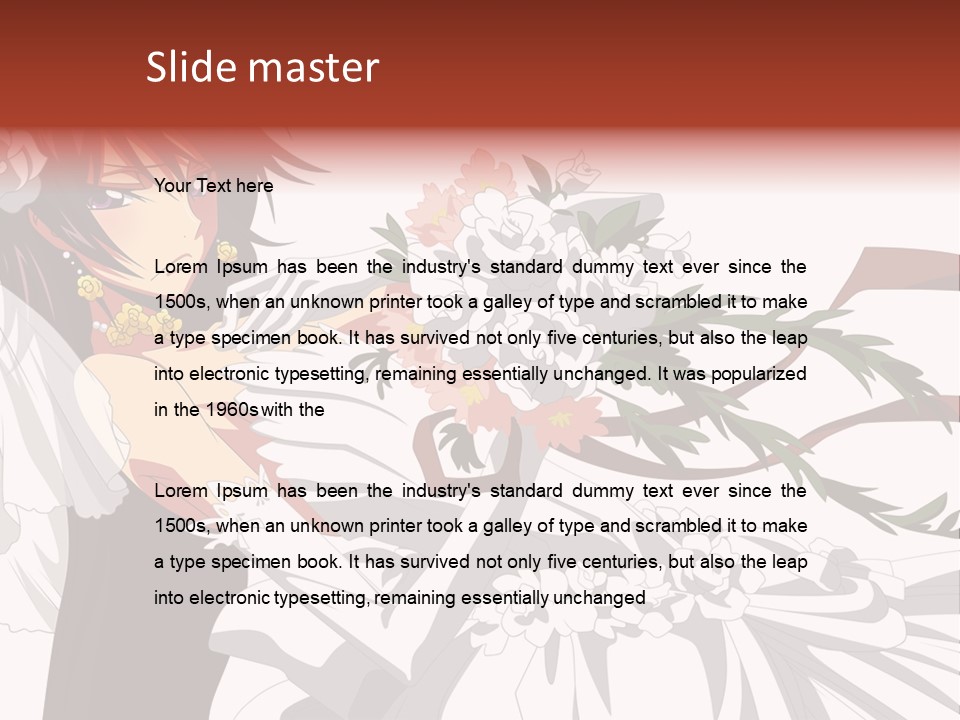 A Woman In A Wedding Dress Holding A Bouquet Of Flowers PowerPoint Template