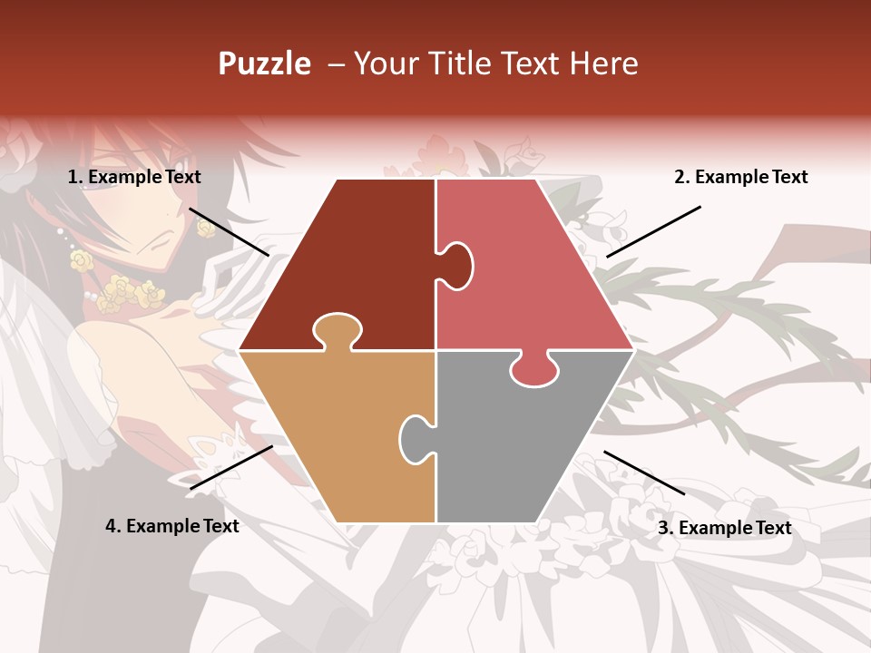 A Woman In A Wedding Dress Holding A Bouquet Of Flowers PowerPoint Template