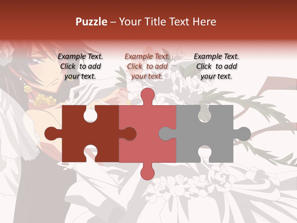 A Woman In A Wedding Dress Holding A Bouquet Of Flowers PowerPoint Template