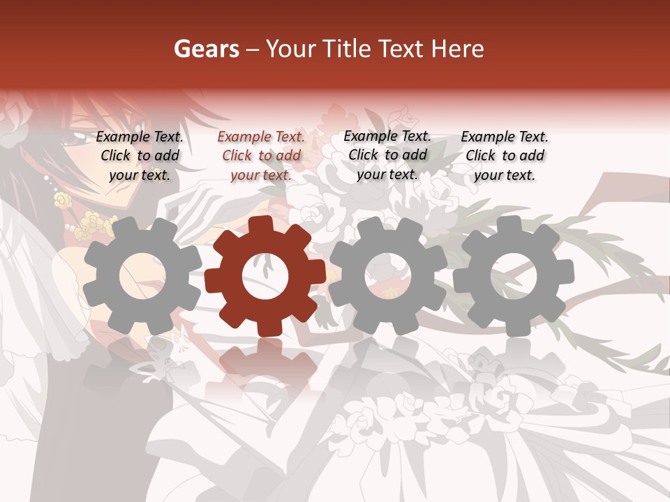 A Woman In A Wedding Dress Holding A Bouquet Of Flowers PowerPoint Template