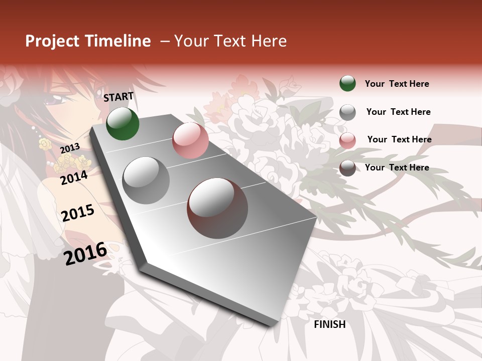 A Woman In A Wedding Dress Holding A Bouquet Of Flowers PowerPoint Template