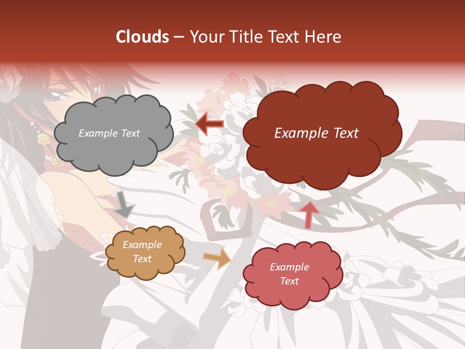 A Woman In A Wedding Dress Holding A Bouquet Of Flowers PowerPoint Template