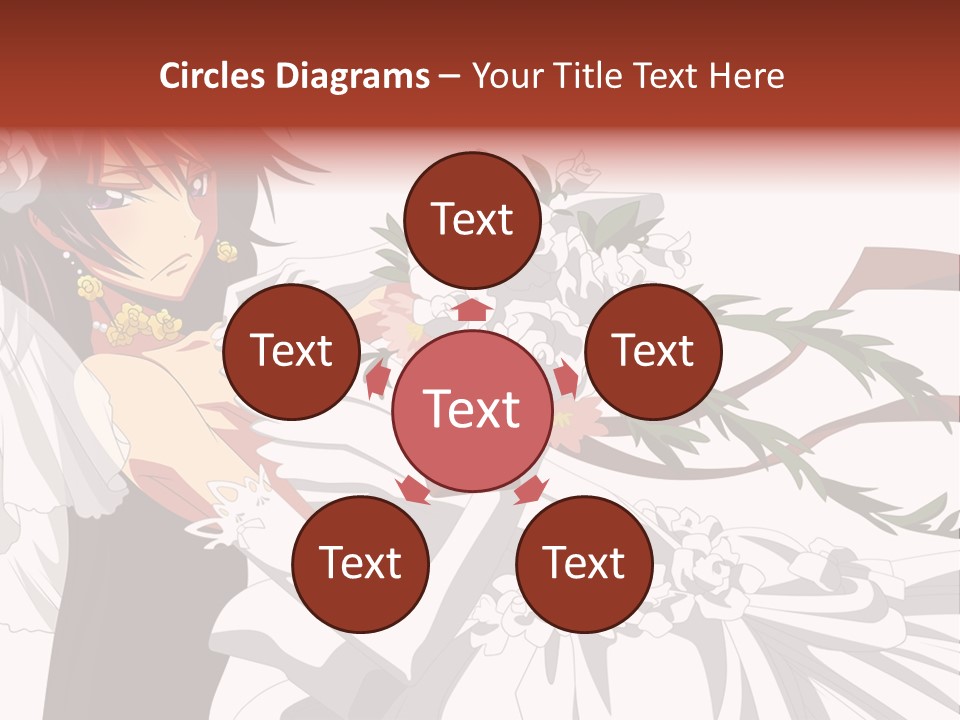 A Woman In A Wedding Dress Holding A Bouquet Of Flowers PowerPoint Template