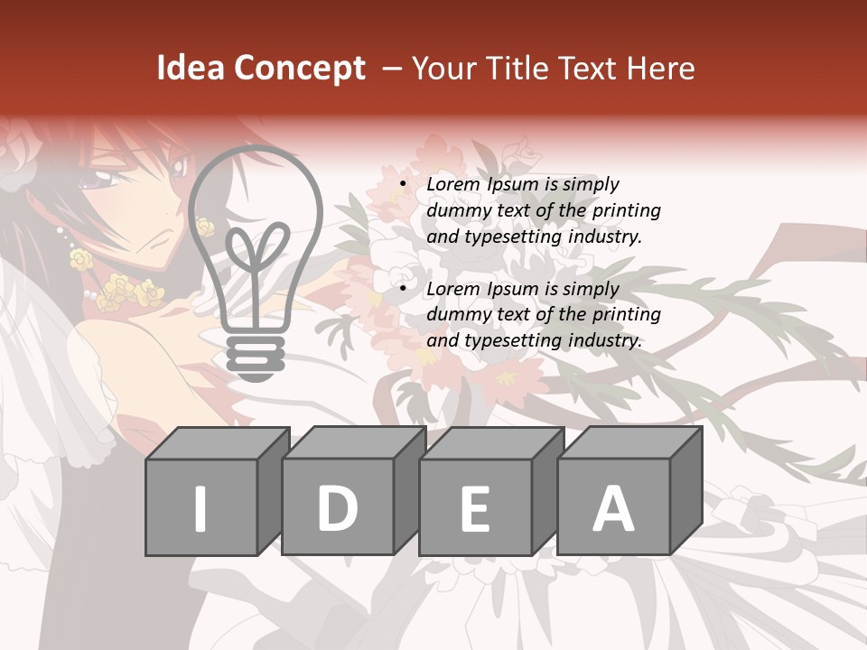 A Woman In A Wedding Dress Holding A Bouquet Of Flowers PowerPoint Template