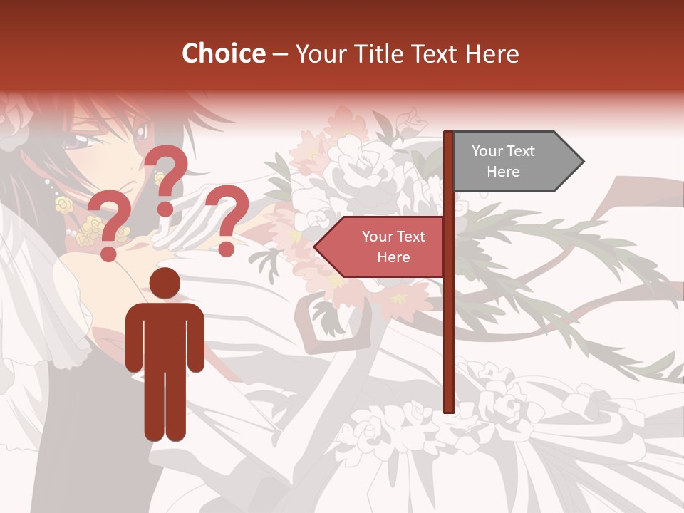 A Woman In A Wedding Dress Holding A Bouquet Of Flowers PowerPoint Template