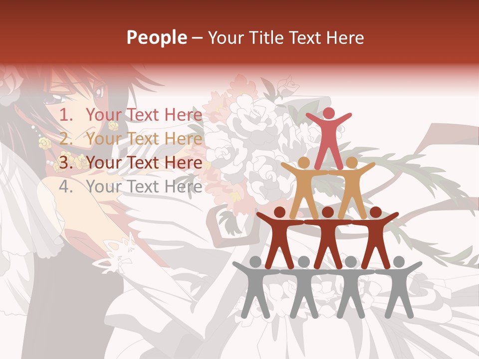 A Woman In A Wedding Dress Holding A Bouquet Of Flowers PowerPoint Template