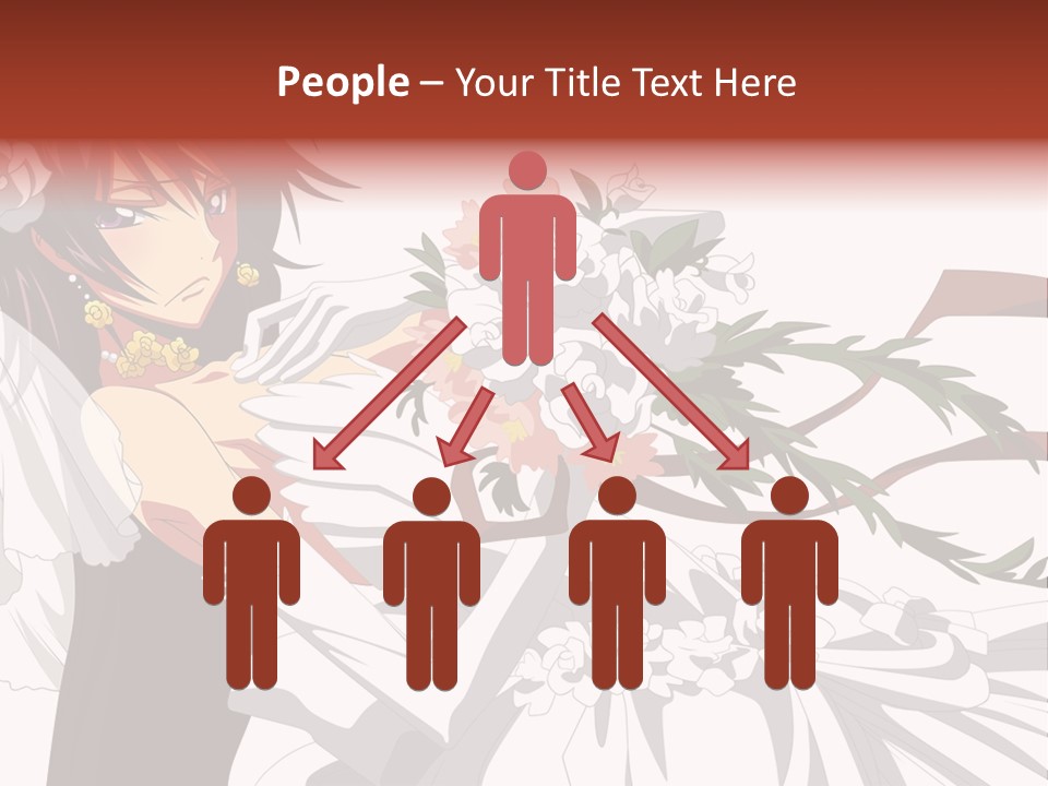 A Woman In A Wedding Dress Holding A Bouquet Of Flowers PowerPoint Template