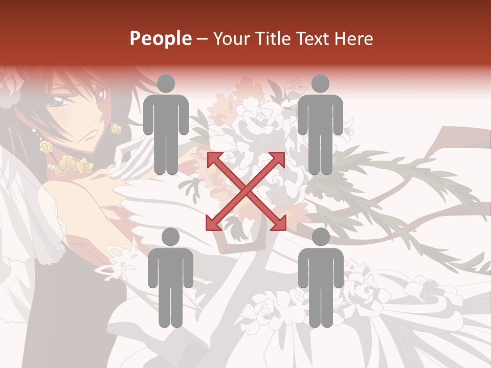 A Woman In A Wedding Dress Holding A Bouquet Of Flowers PowerPoint Template