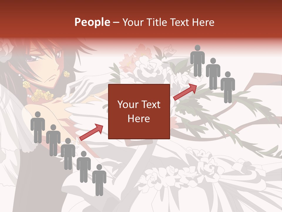 A Woman In A Wedding Dress Holding A Bouquet Of Flowers PowerPoint Template