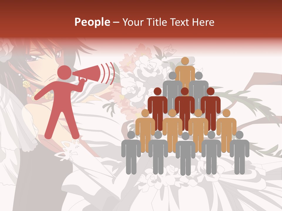 A Woman In A Wedding Dress Holding A Bouquet Of Flowers PowerPoint Template