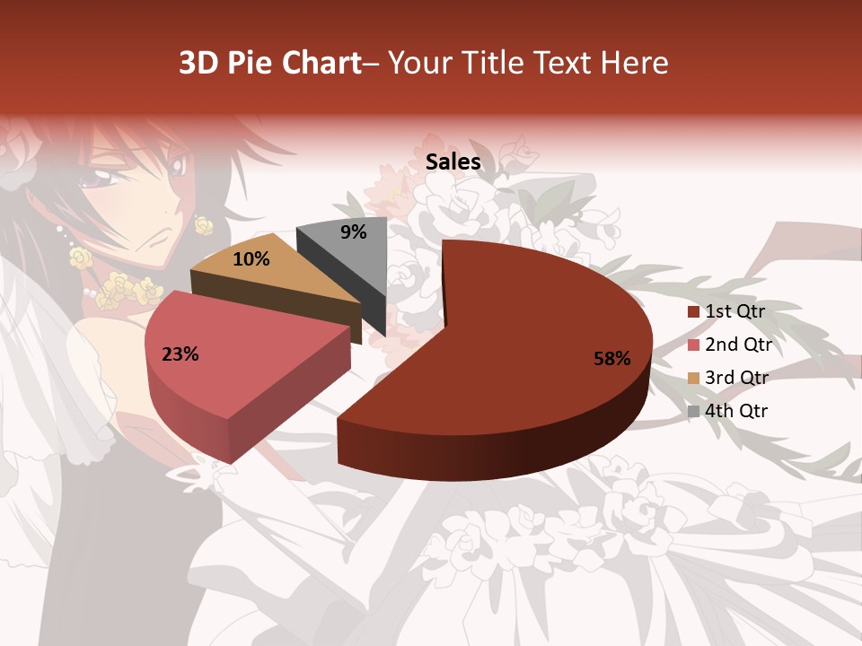 A Woman In A Wedding Dress Holding A Bouquet Of Flowers PowerPoint Template