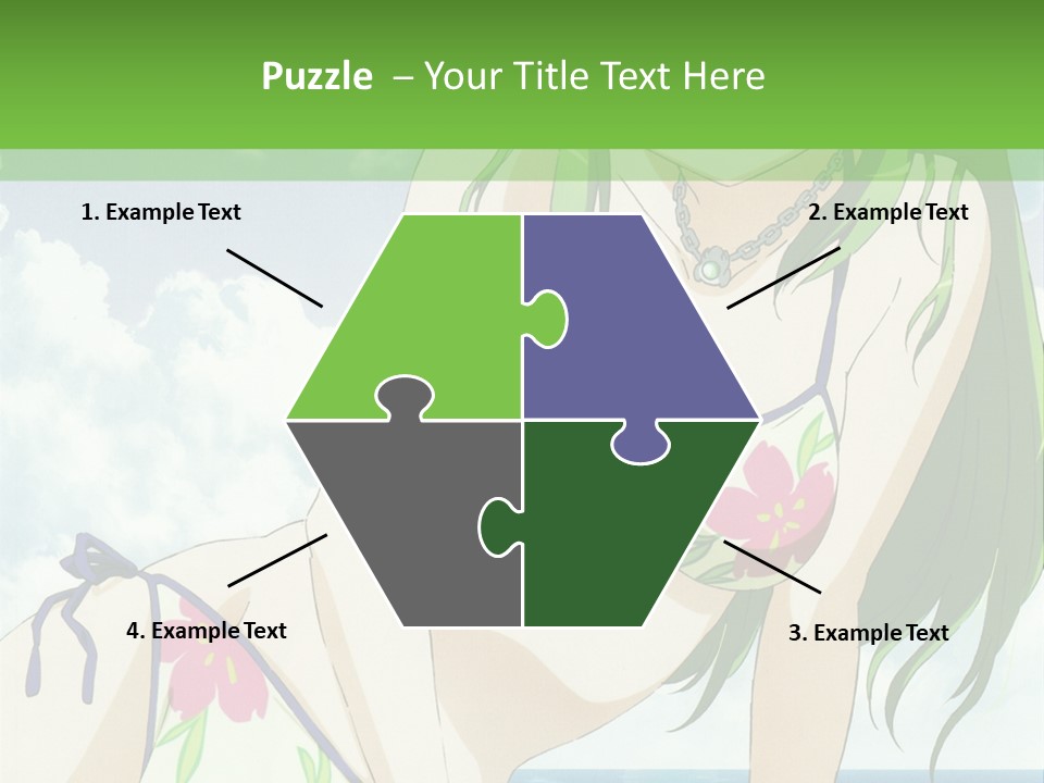 A Girl In A Bikini Sitting On The Beach PowerPoint Template