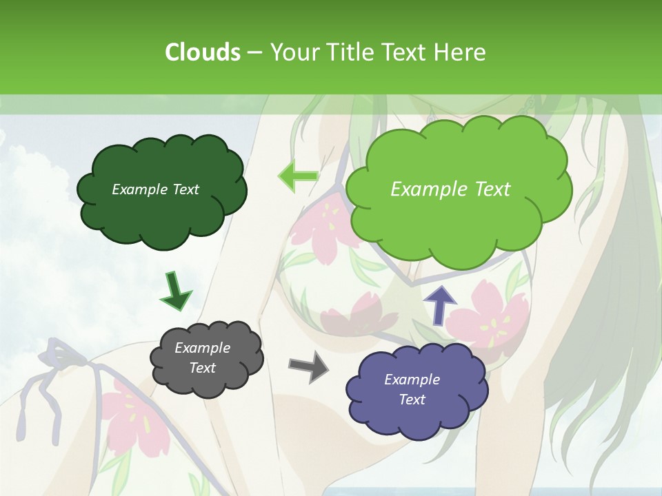 A Girl In A Bikini Sitting On The Beach PowerPoint Template