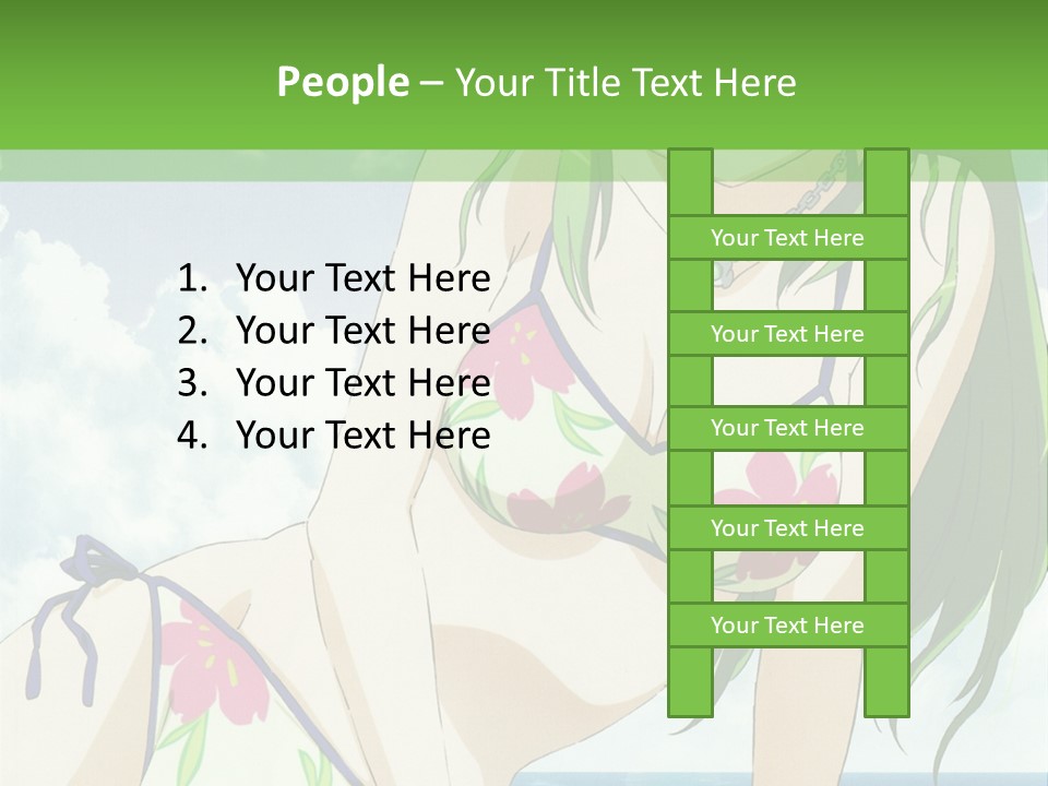 A Girl In A Bikini Sitting On The Beach PowerPoint Template