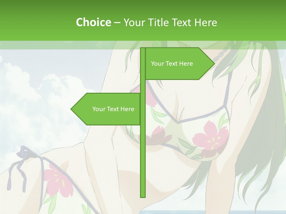 A Girl In A Bikini Sitting On The Beach PowerPoint Template