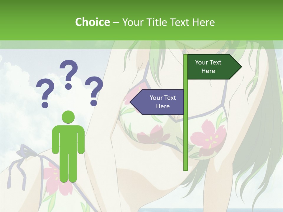 A Girl In A Bikini Sitting On The Beach PowerPoint Template