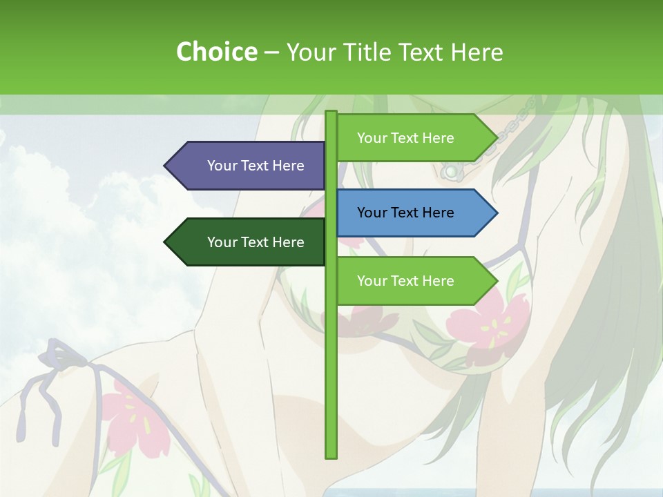 A Girl In A Bikini Sitting On The Beach PowerPoint Template