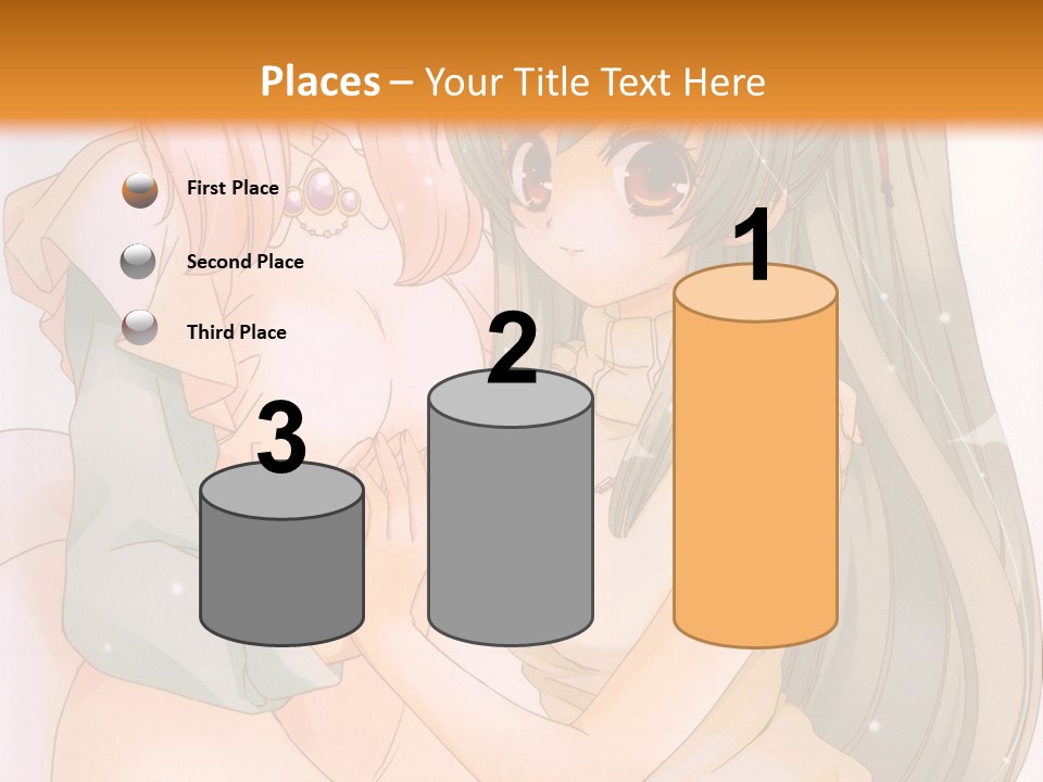 A Couple Of Anime Girls Sitting Next To Each Other PowerPoint Template