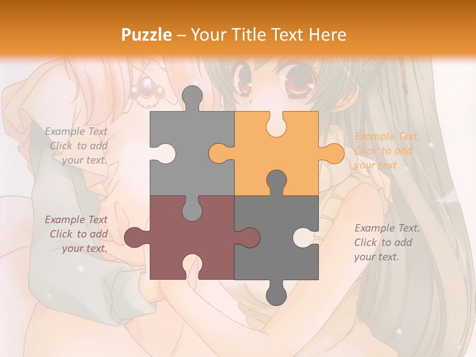 A Couple Of Anime Girls Sitting Next To Each Other PowerPoint Template