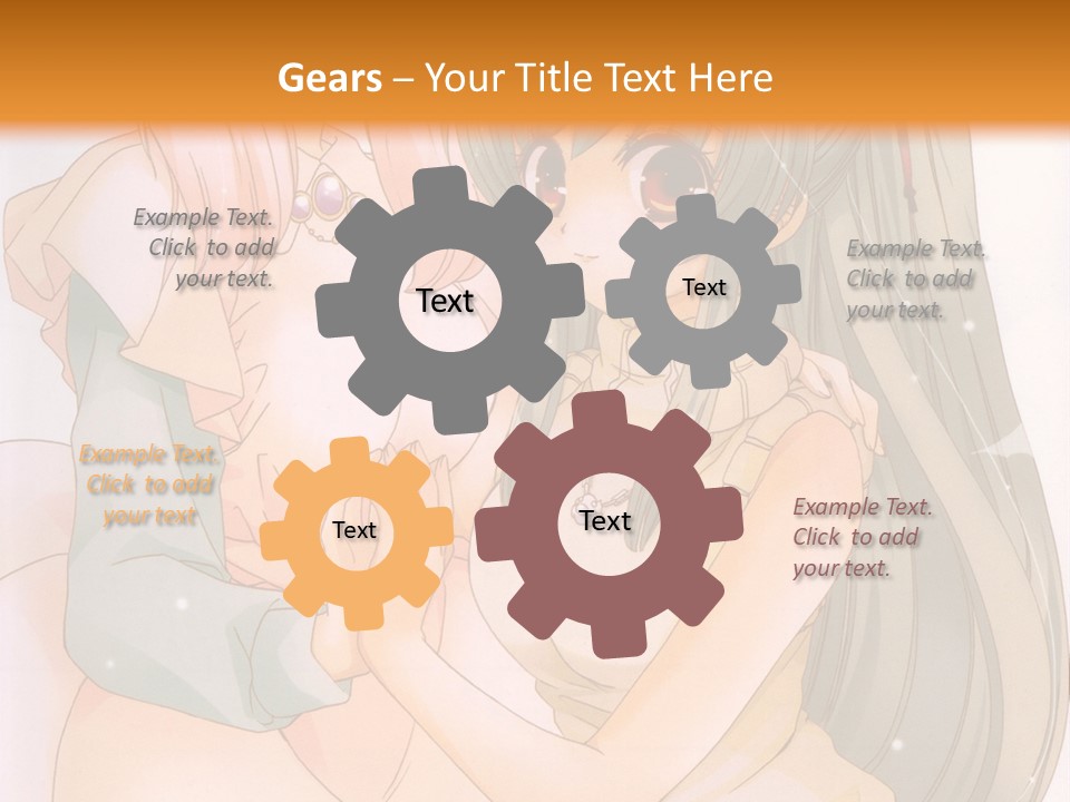 A Couple Of Anime Girls Sitting Next To Each Other PowerPoint Template