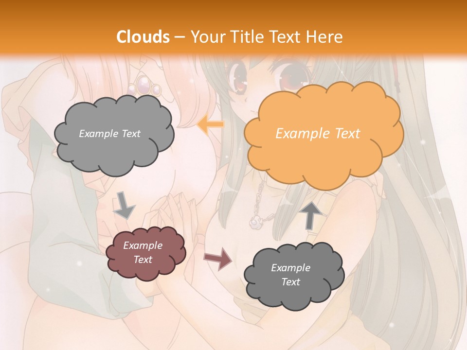 A Couple Of Anime Girls Sitting Next To Each Other PowerPoint Template