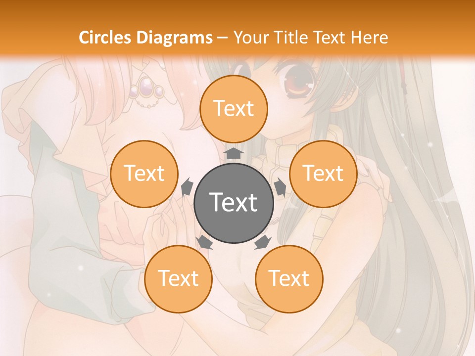 A Couple Of Anime Girls Sitting Next To Each Other PowerPoint Template