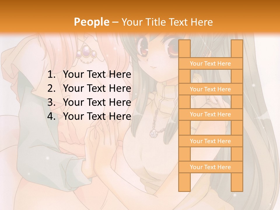 A Couple Of Anime Girls Sitting Next To Each Other PowerPoint Template