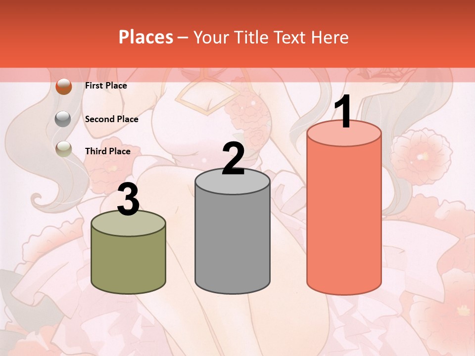 A Woman In A Pink Dress Sitting On A Flower PowerPoint Template