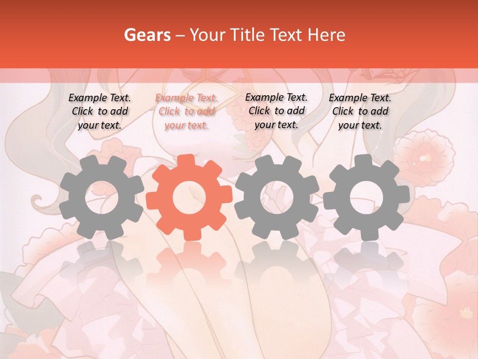 A Woman In A Pink Dress Sitting On A Flower PowerPoint Template