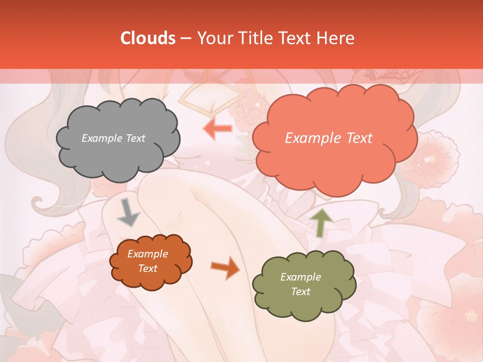 A Woman In A Pink Dress Sitting On A Flower PowerPoint Template