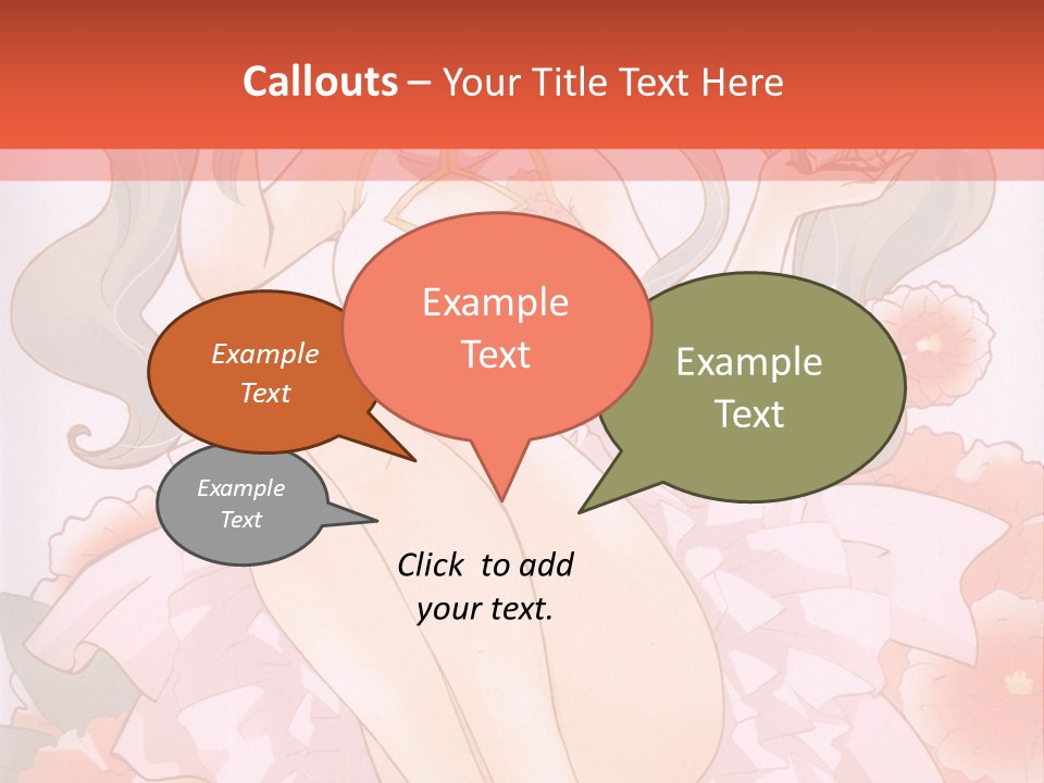 A Woman In A Pink Dress Sitting On A Flower PowerPoint Template