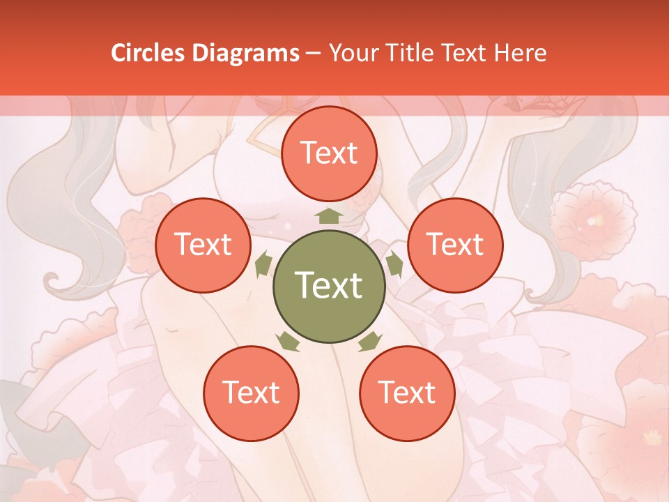 A Woman In A Pink Dress Sitting On A Flower PowerPoint Template