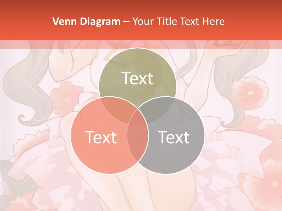 A Woman In A Pink Dress Sitting On A Flower PowerPoint Template