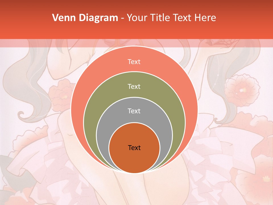 A Woman In A Pink Dress Sitting On A Flower PowerPoint Template