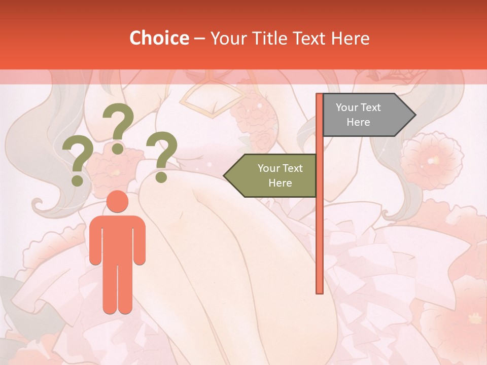 A Woman In A Pink Dress Sitting On A Flower PowerPoint Template