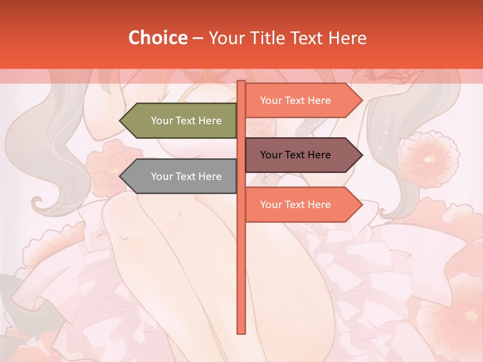 A Woman In A Pink Dress Sitting On A Flower PowerPoint Template