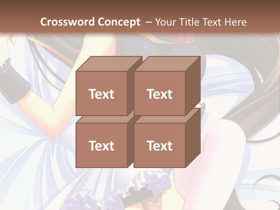 A Girl With Long Brown Hair And A Black Top Is Posing In Front Of A PowerPoint Template